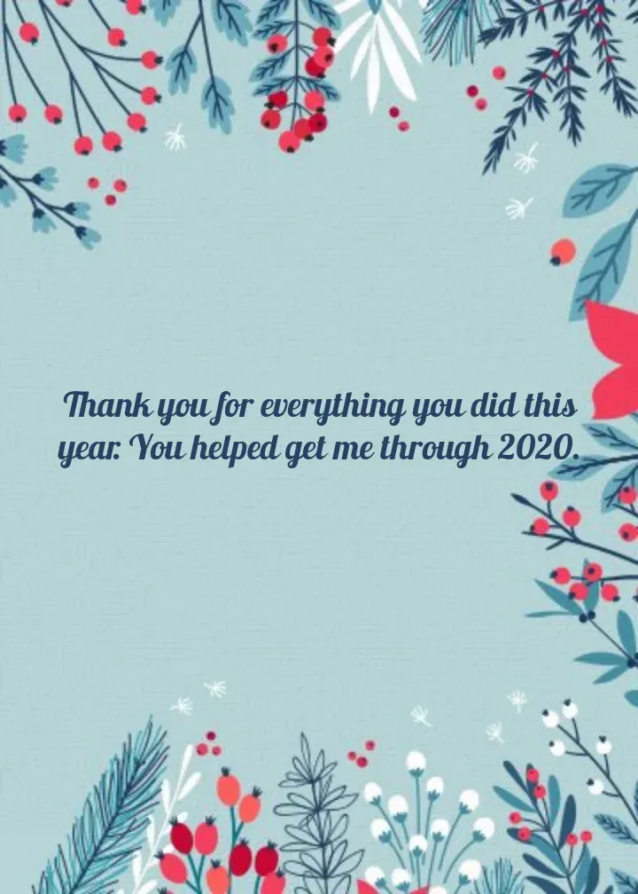 Illustrated Holiday Thanks card inside right