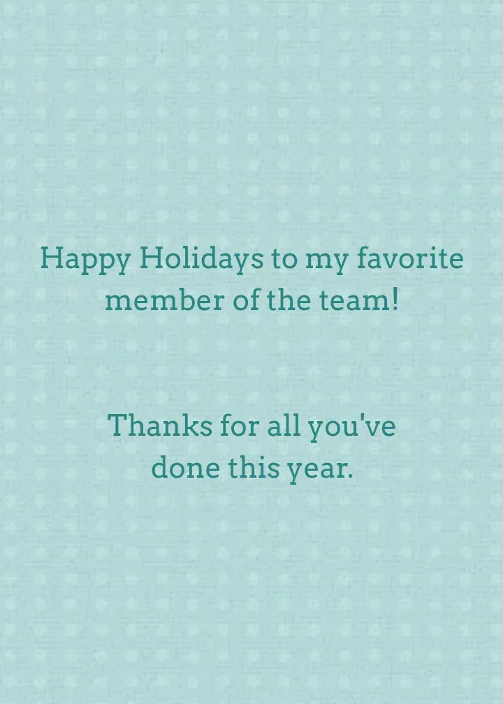 Coworker Holiday Thank You card inside right