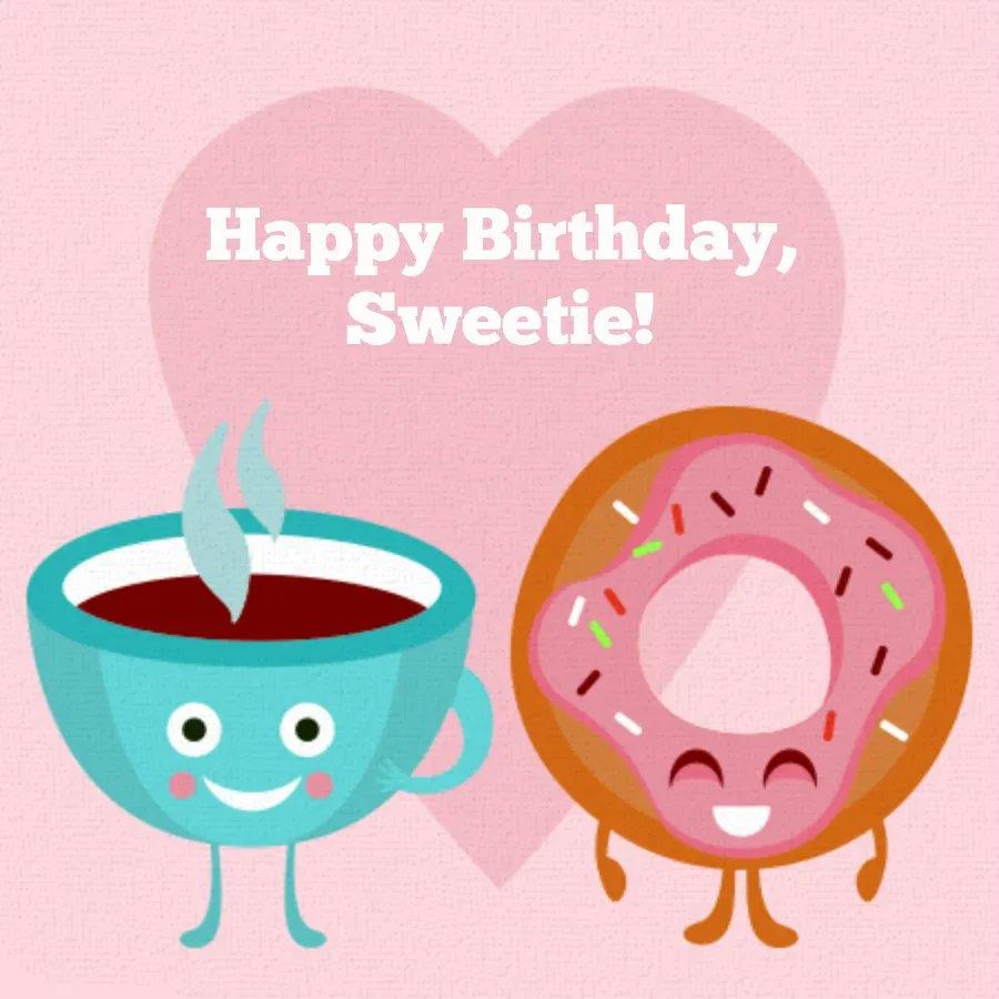 Donut & Coffee Birthday card front