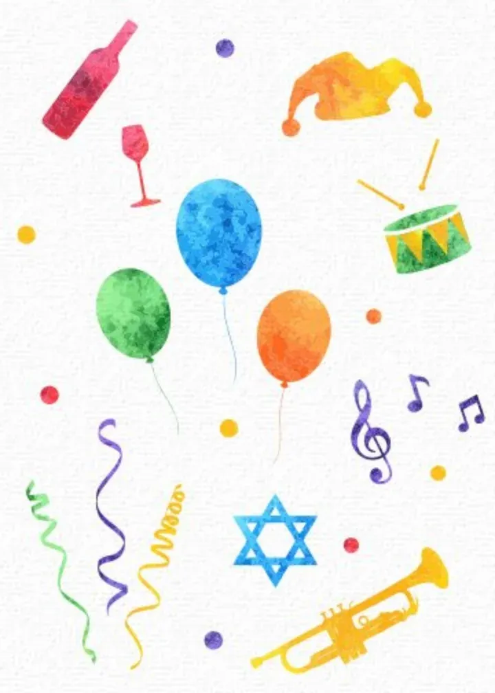 Purim Watercolor card inside left