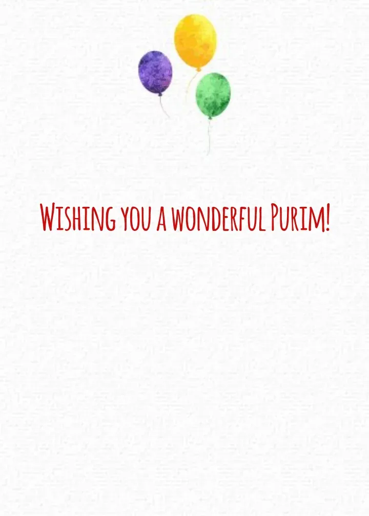 Purim Watercolor card inside right