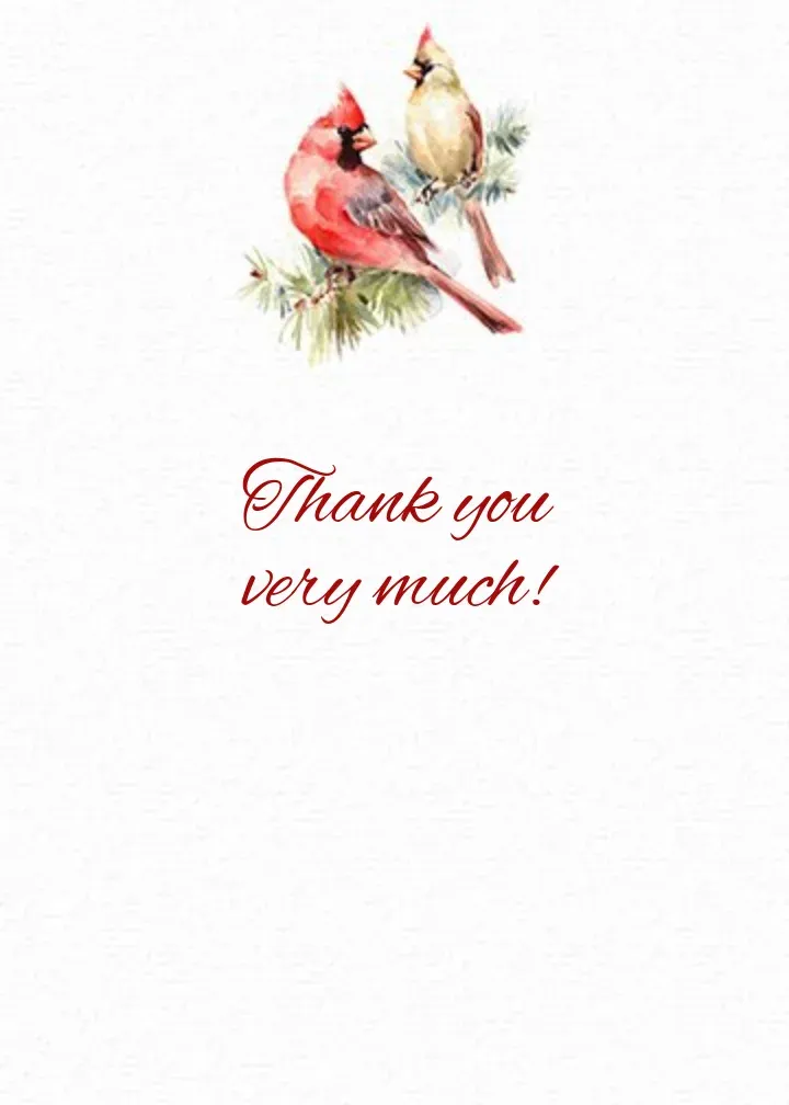 Red Cardinal Thank You card inside right