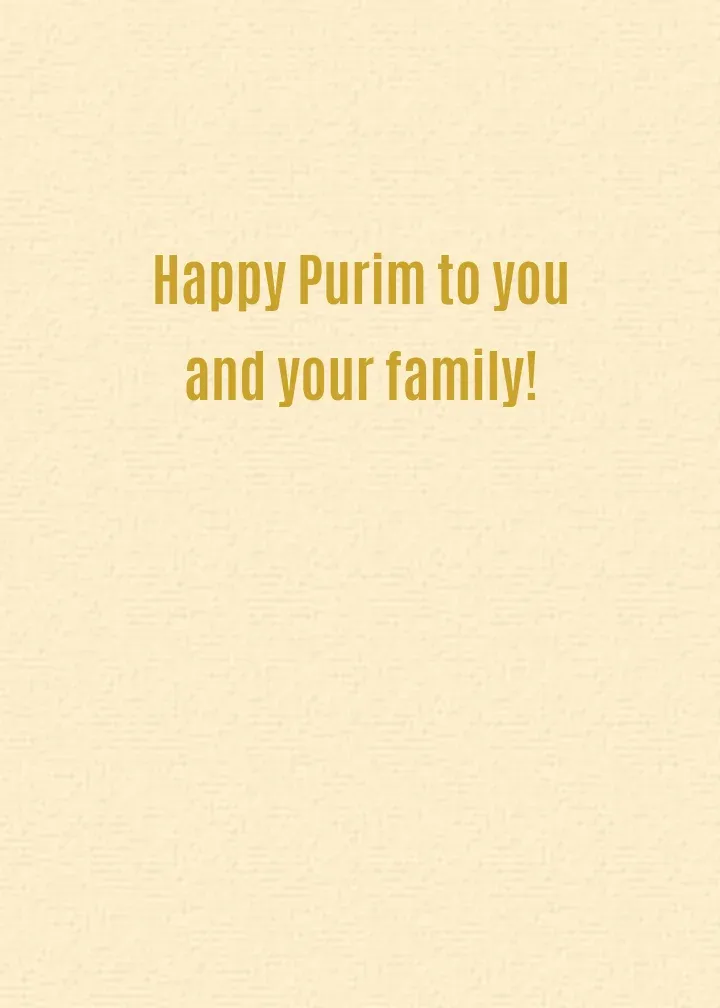 Gold Purim Masks card inside right