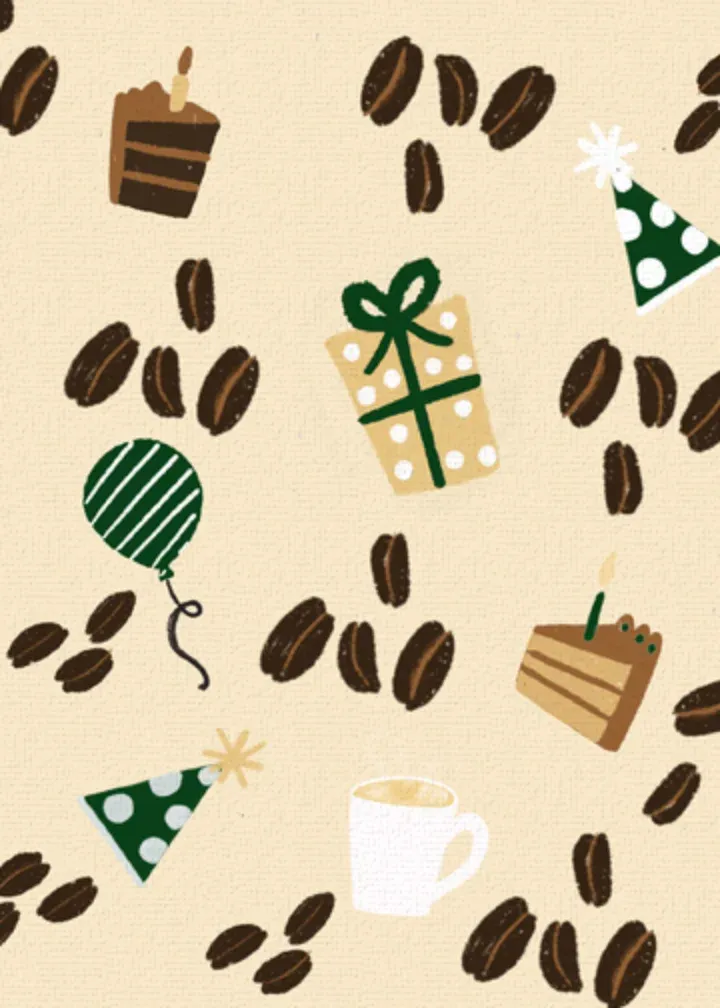 Latte Birthday Wishes card inside left