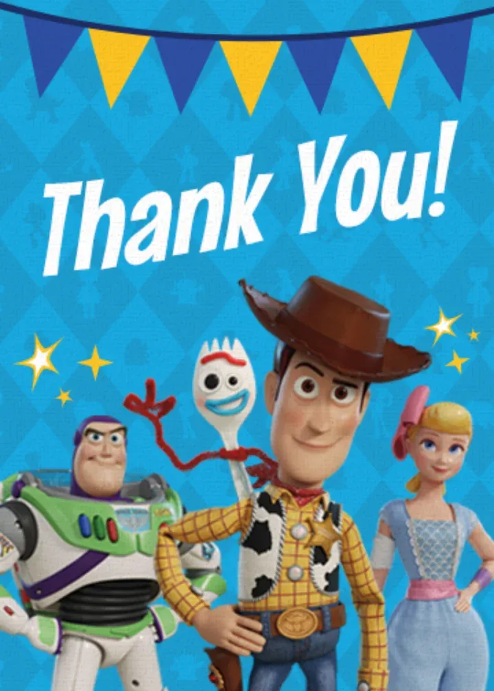 Toy Story Thank You card front