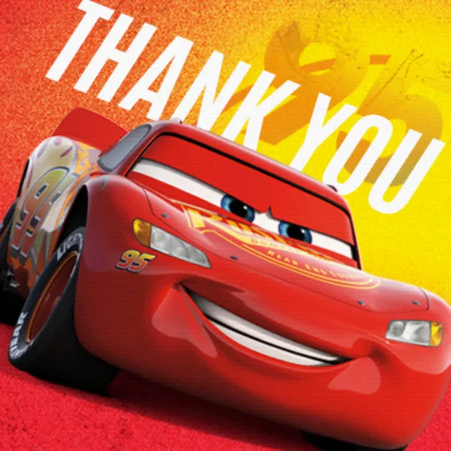 Cars Birthday Thanks card front