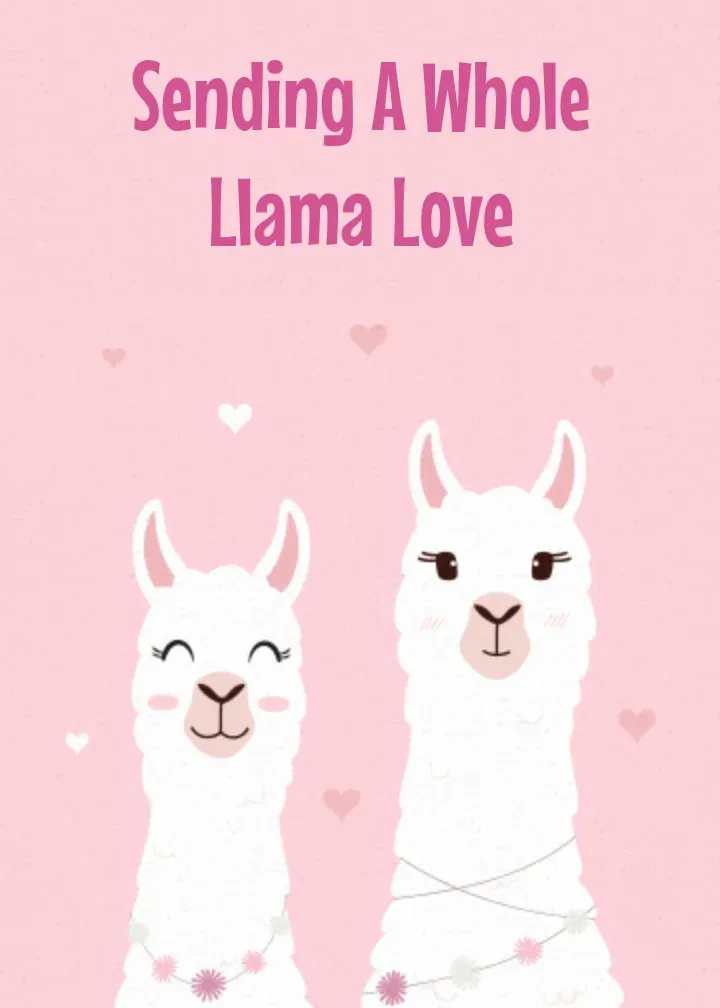 Sending A Whole Llama Love card front