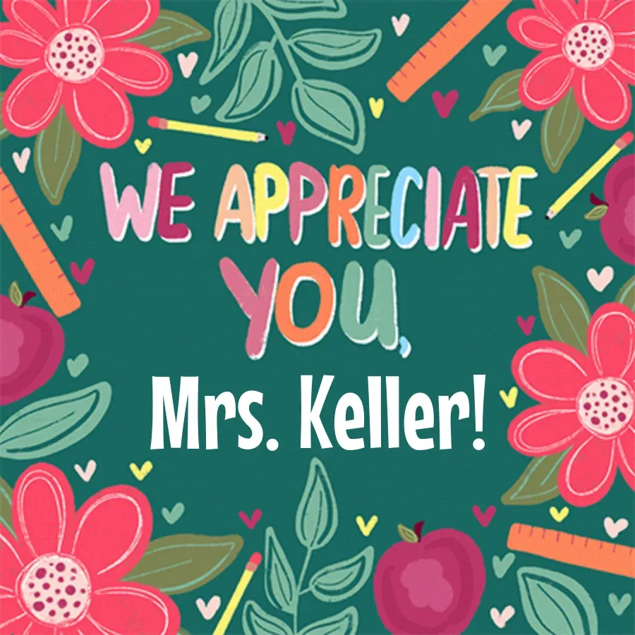 Personalized Teacher Flowers card front