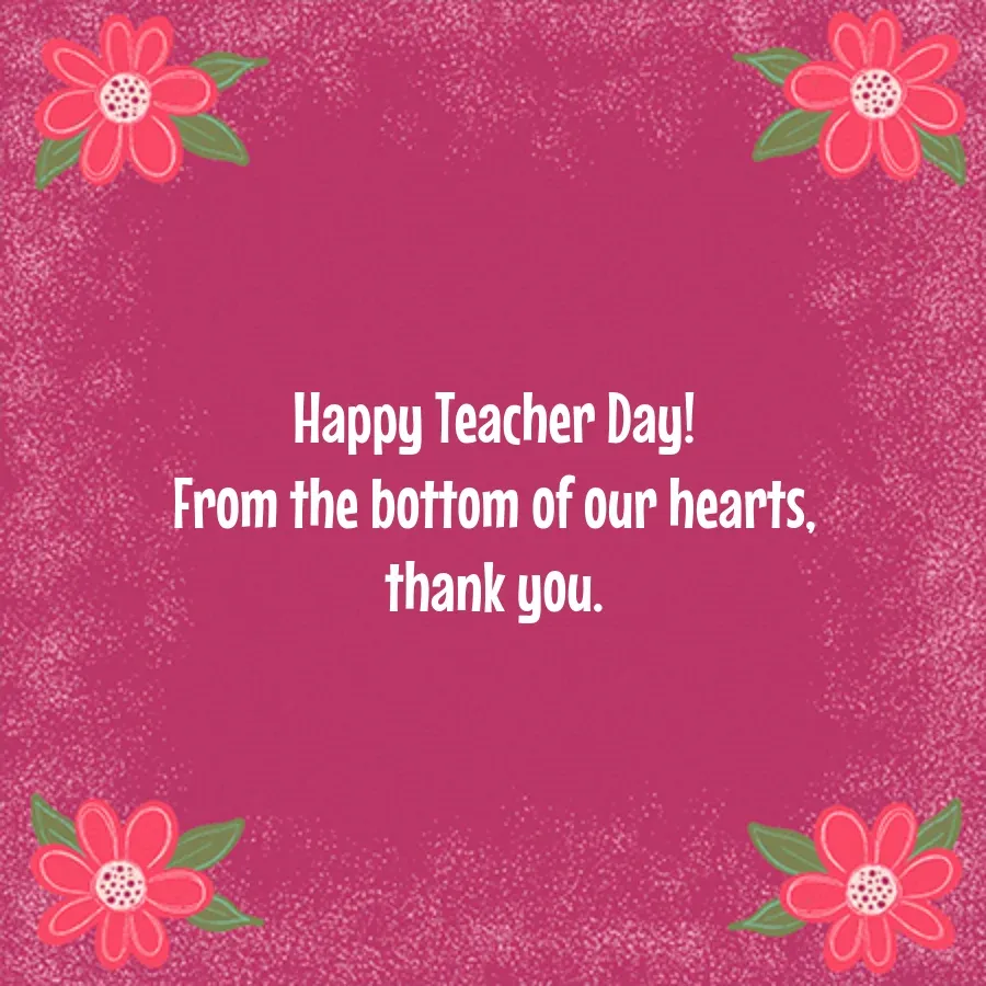 Personalized Teacher Flowers card inside right