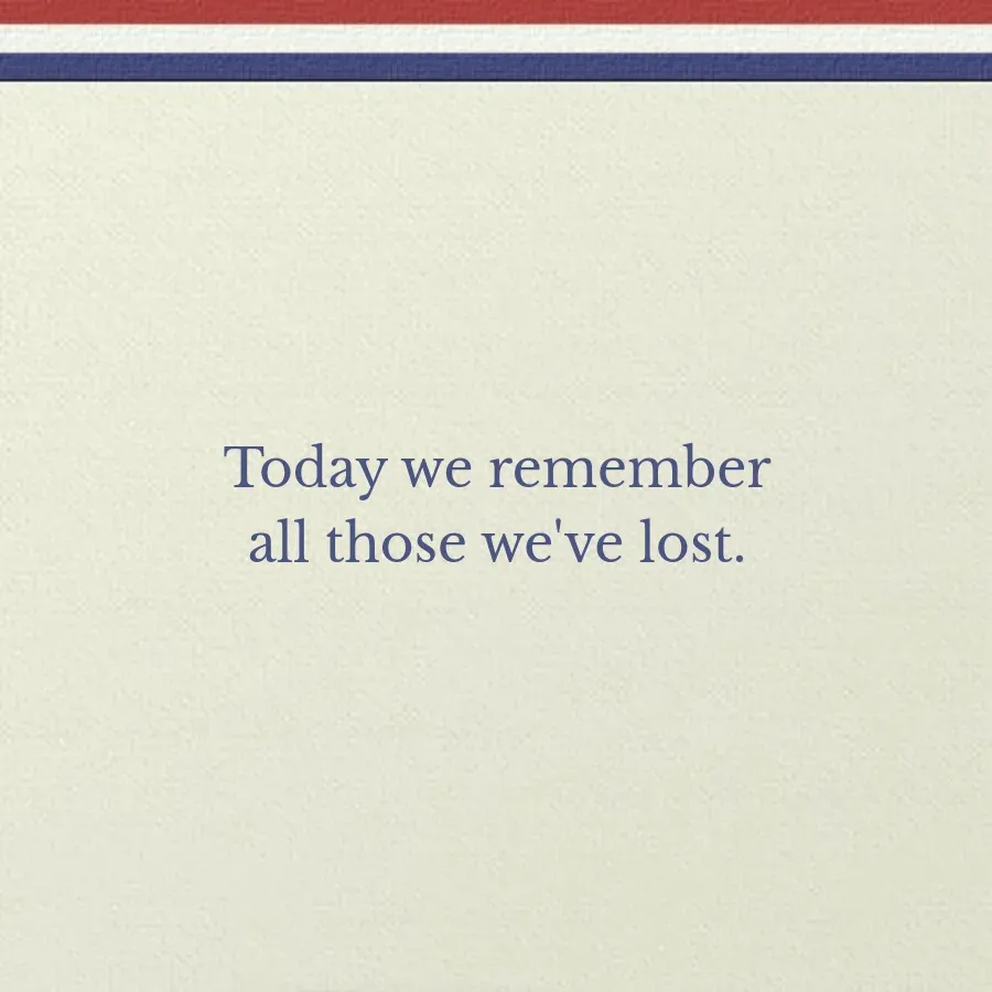 Red, White & Blue Memorial card inside right