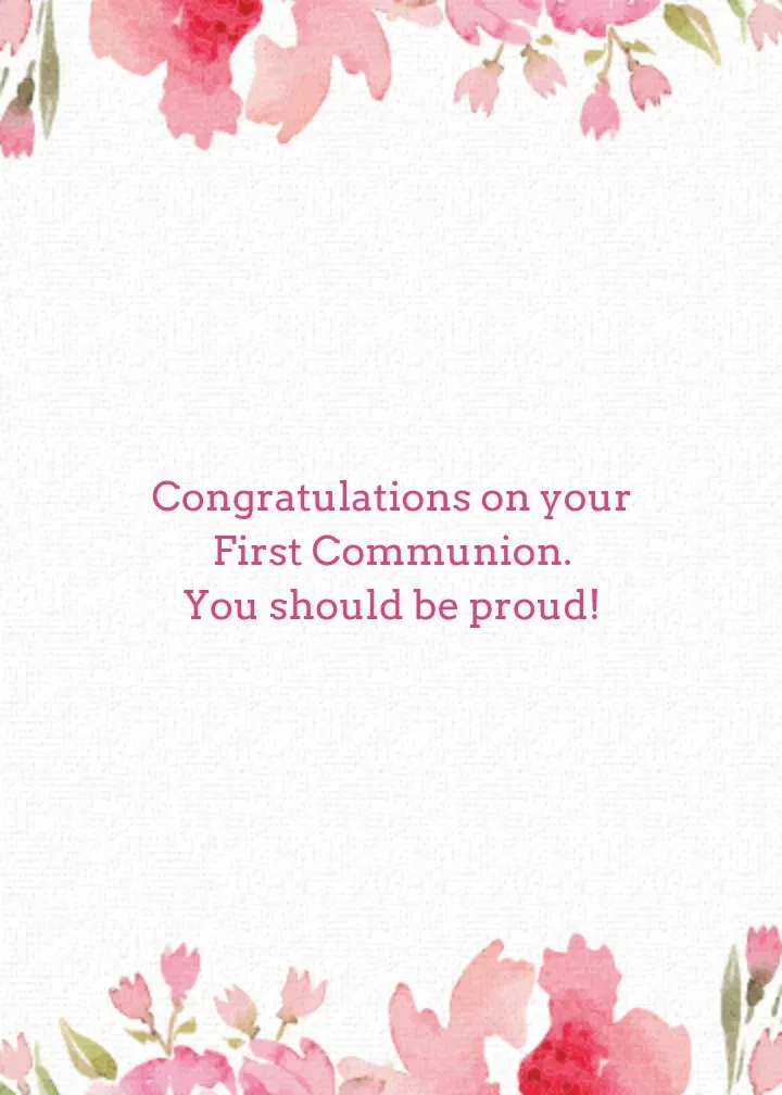 First Communion Floral card inside right