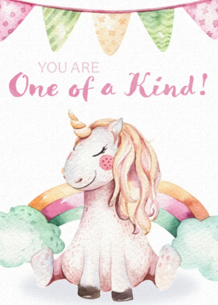 Watercolor Unicorn card front