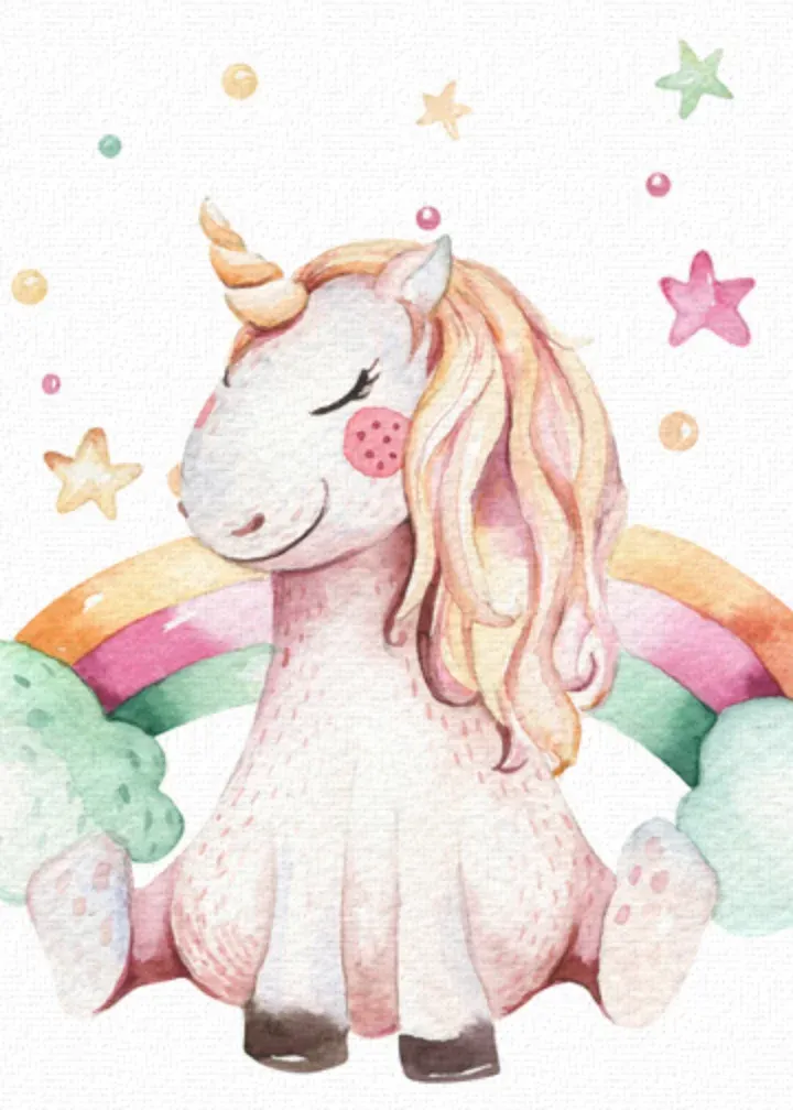 Watercolor Unicorn card inside left