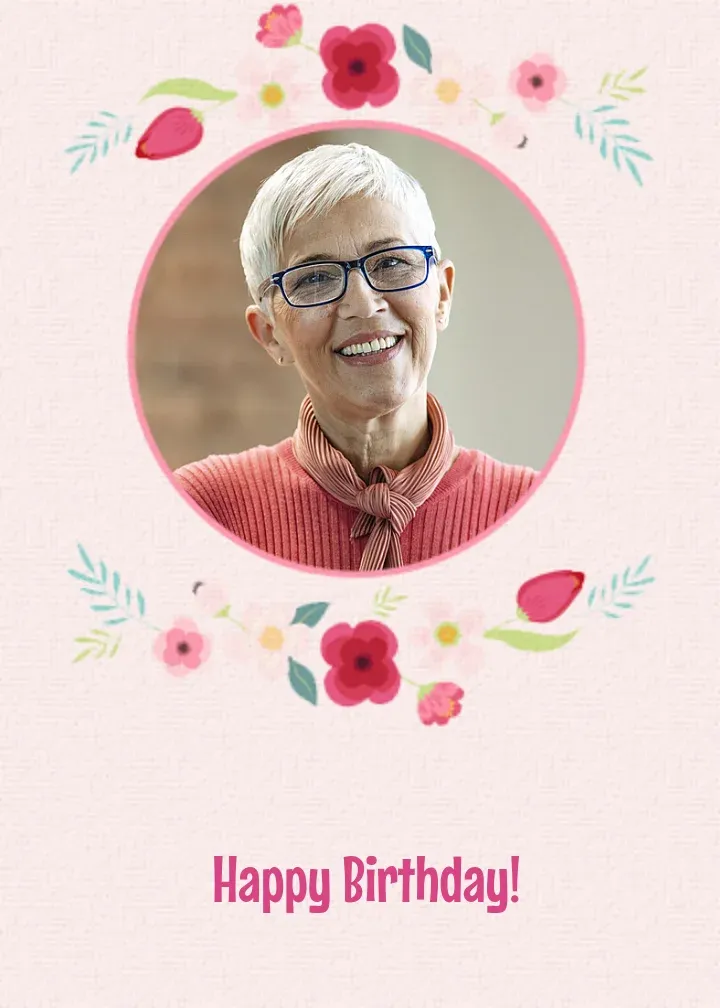Happy Birthday Floral Photo card front