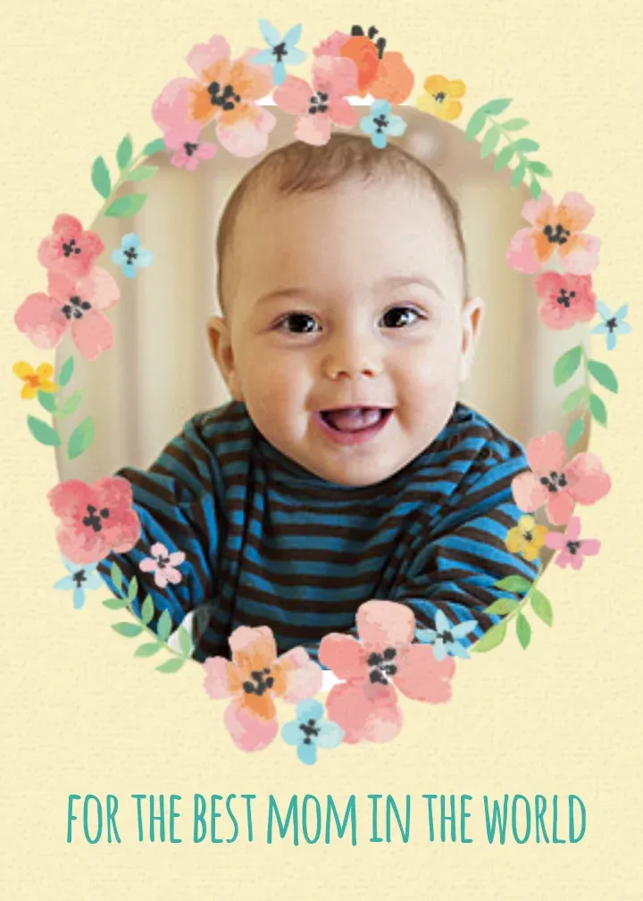 Birthday Floral Wreath Photo card front