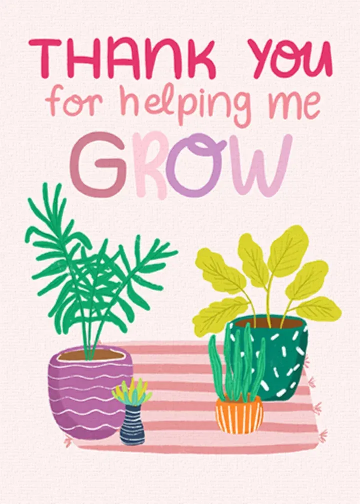 Helping Me Grow Thank You card front