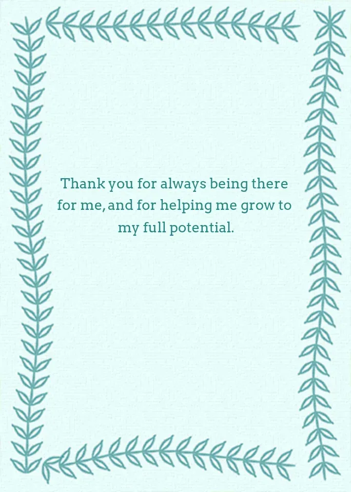Helping Me Grow Thank You card inside right