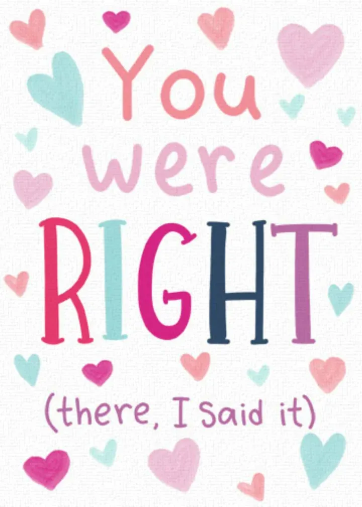 You Were Right Dad card front