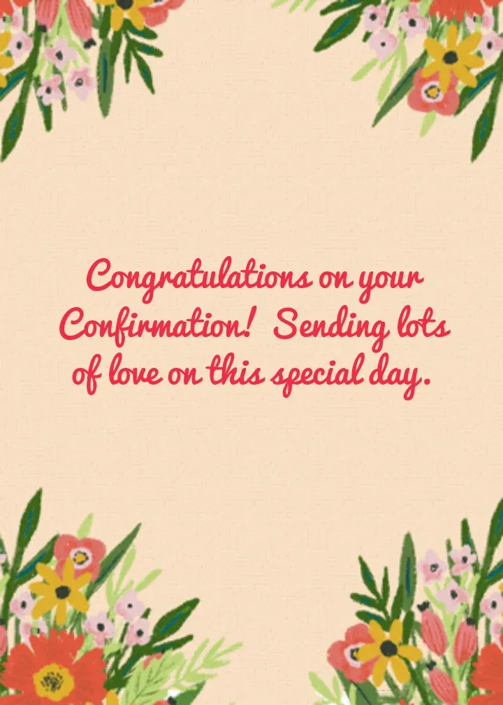 Confirmation Floral card inside right