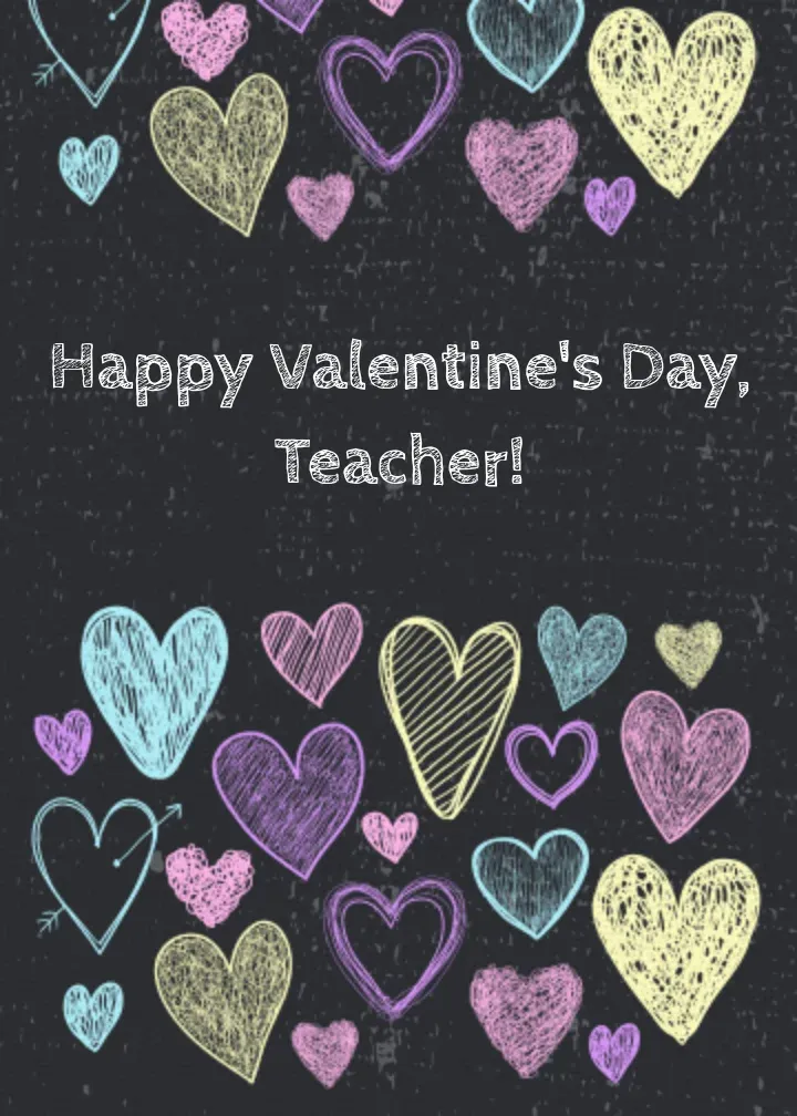 Teacher Valentine Chalkboard card front