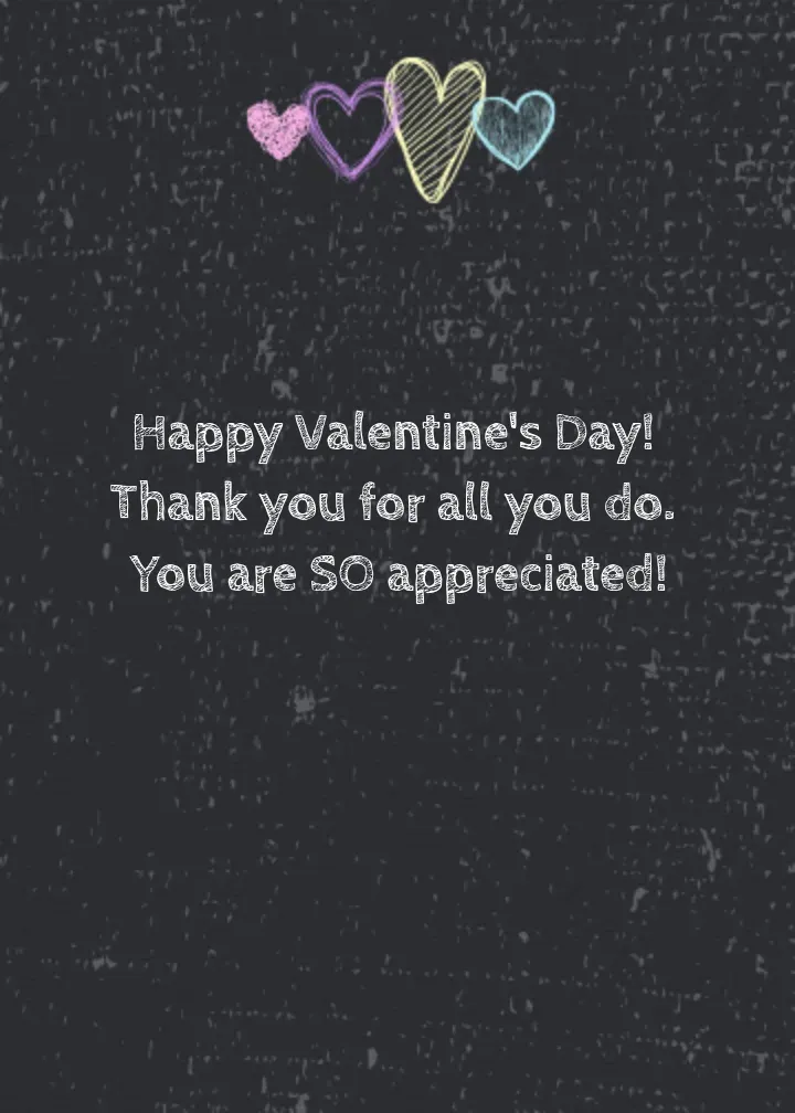 Teacher Valentine Chalkboard card inside right