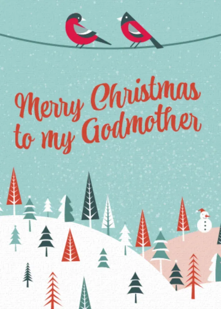 Merry Christmas Godmother Birds card front