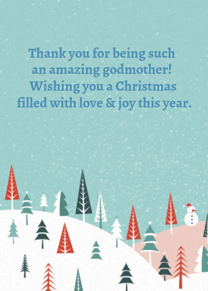 Merry Christmas Godmother Birds card inside right