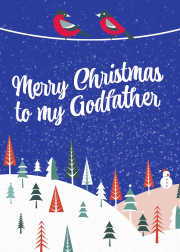 Merry Christmas Godfather Birds card front