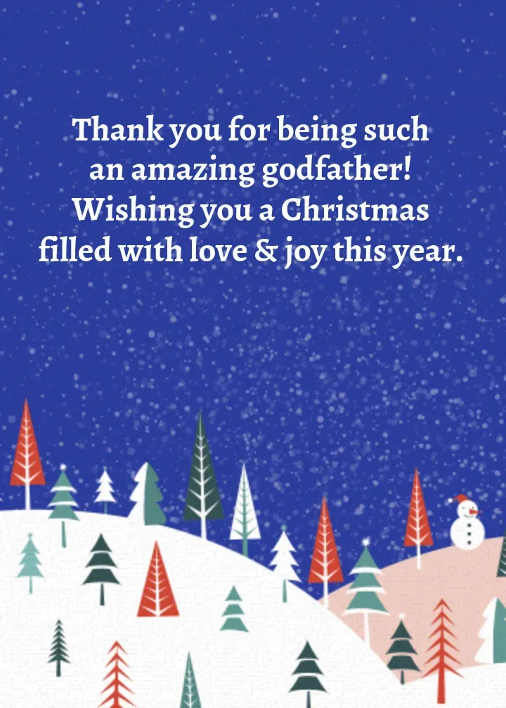 Merry Christmas Godfather Birds card inside right