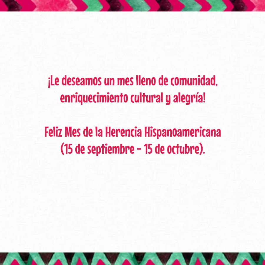Feliz Mes De La Hispanidad card inside right