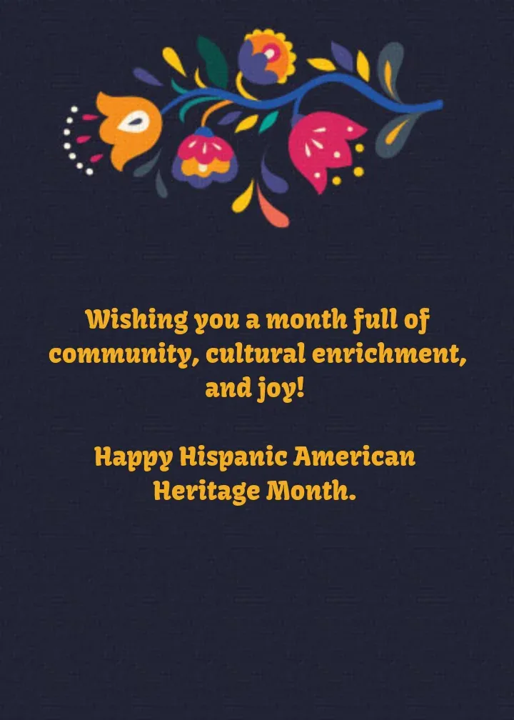 Happy Hispanic Heritage card inside right