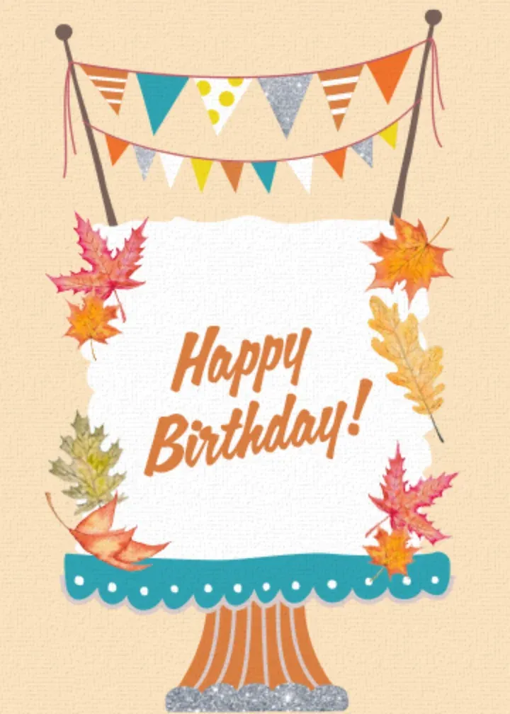 Autumn Birthday Cake card front