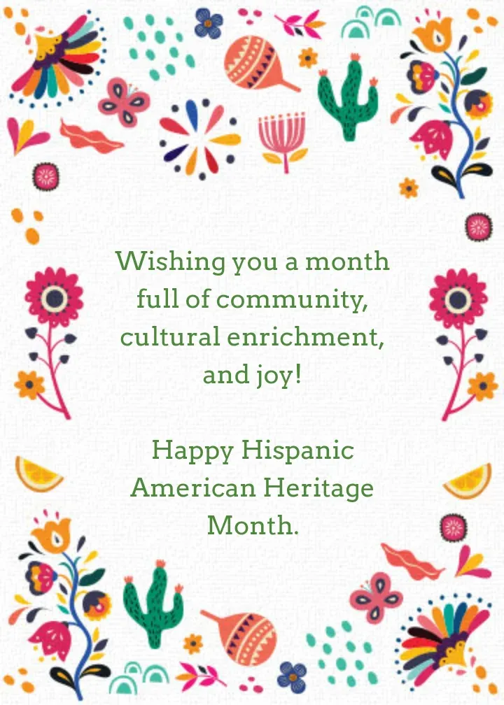 National Hispanic Heritage Month card inside right