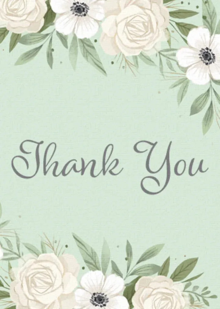 Sage & Cream Thank You Floral card front
