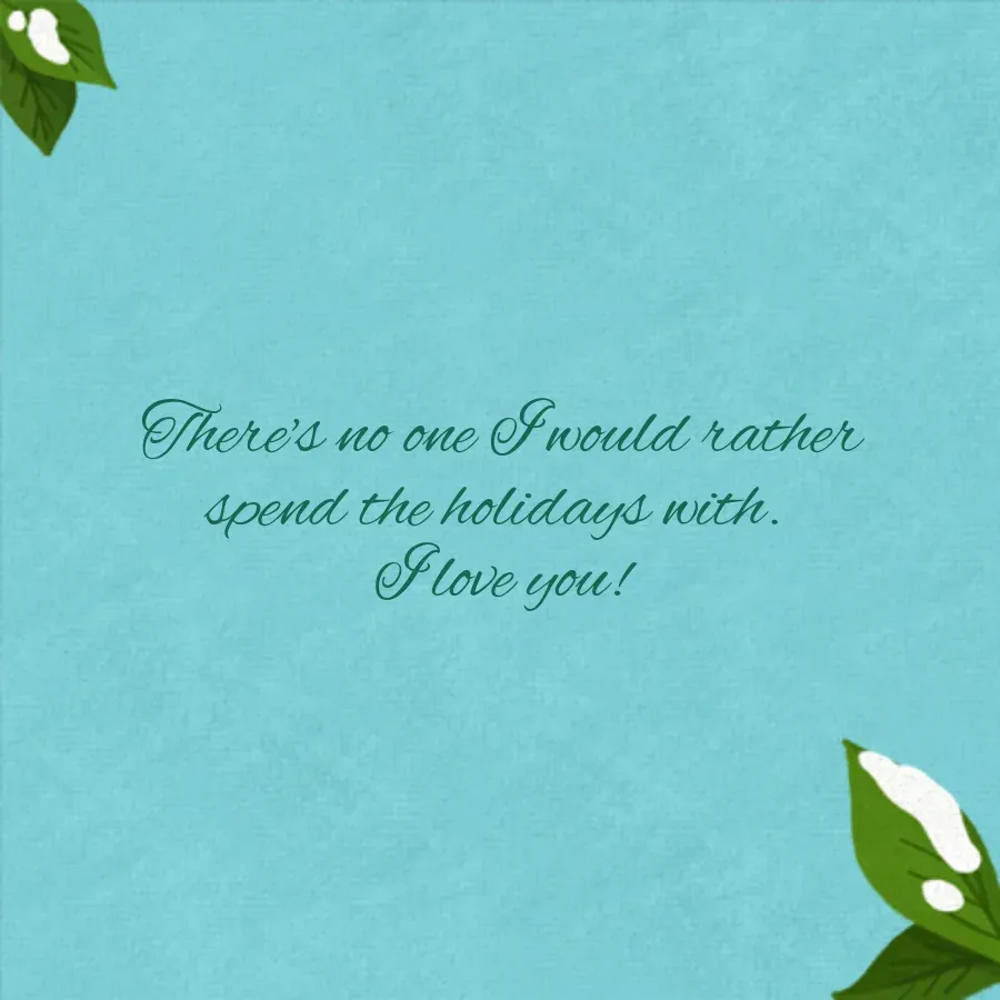 Christmas Love Birds card inside right