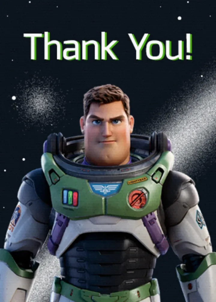 Lightyear Thanks card front