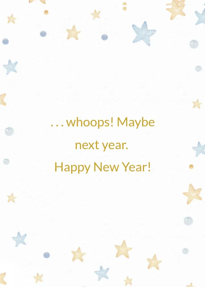 New Year's Resolution card inside right