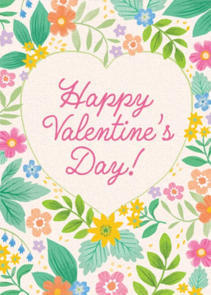 Valentine Floral Heart card front