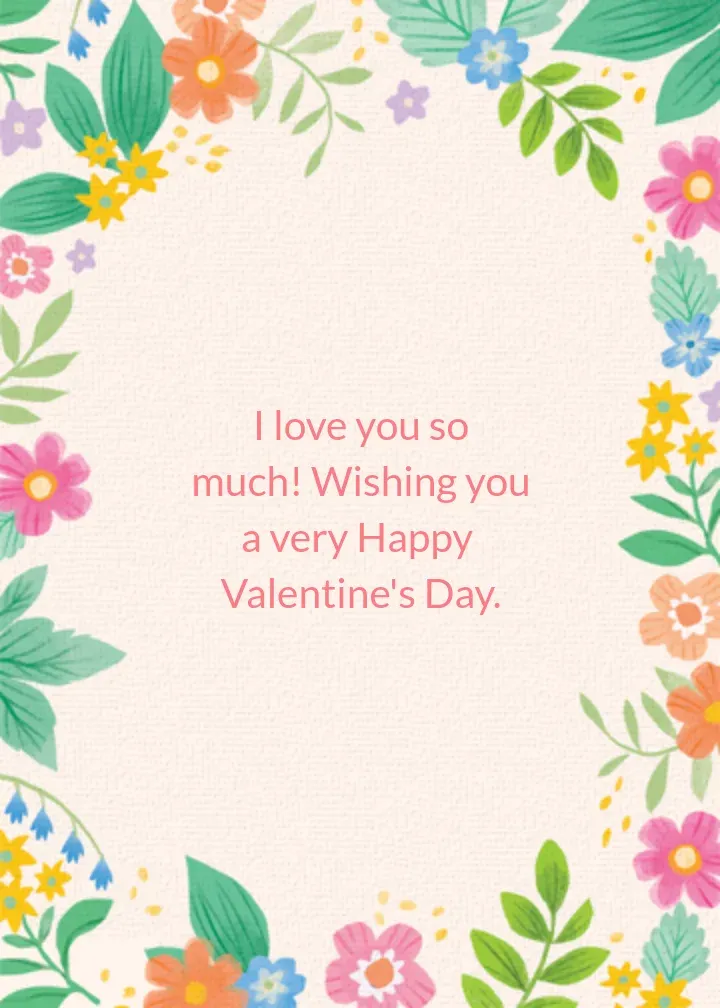 Valentine Floral Heart card inside right