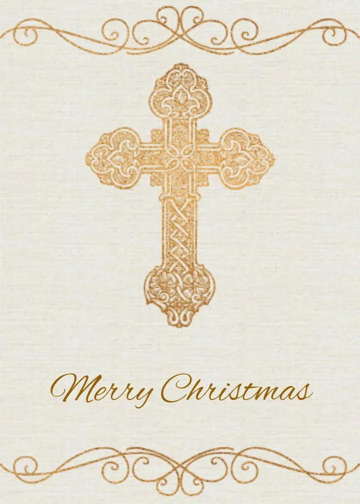 Golden Christmas Cross card front