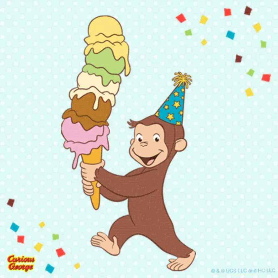 Curious George Thank You card inside left