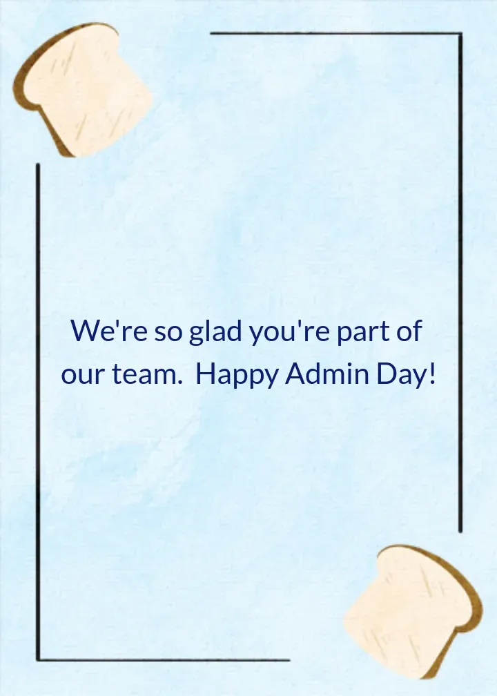 Toast to Admin card inside right