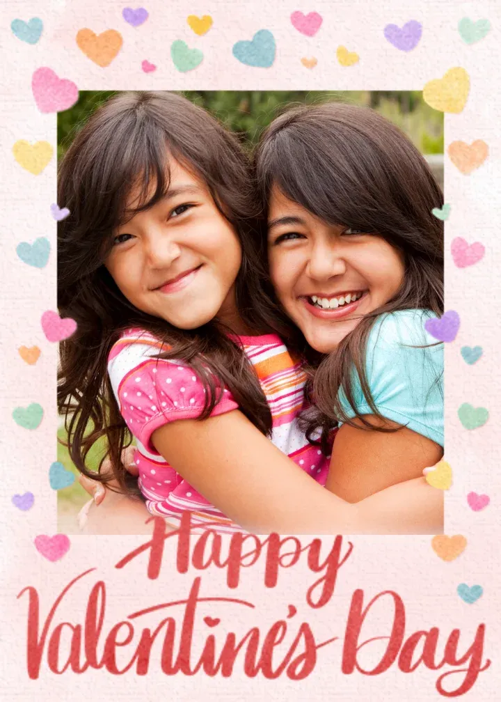 Pastel Hearts Photo card front