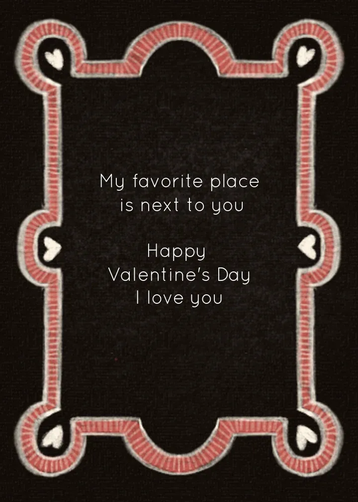 Intricate Border Valentine card inside right