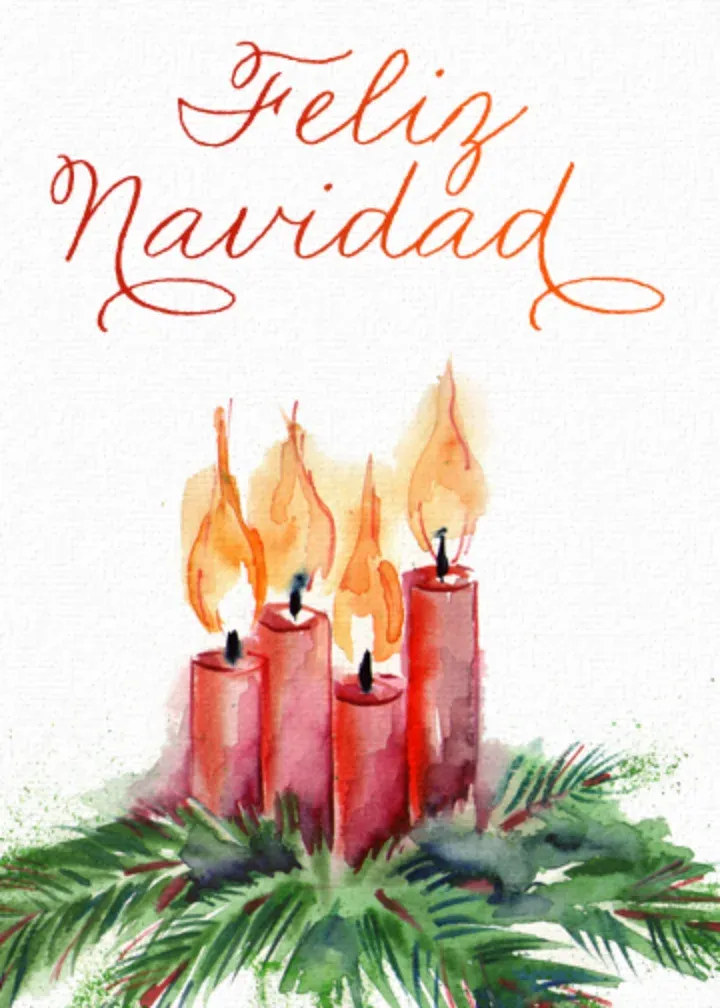 Feliz Navidad Candles card front