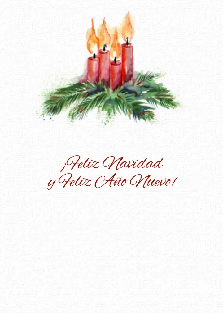 Feliz Navidad Candles card inside right