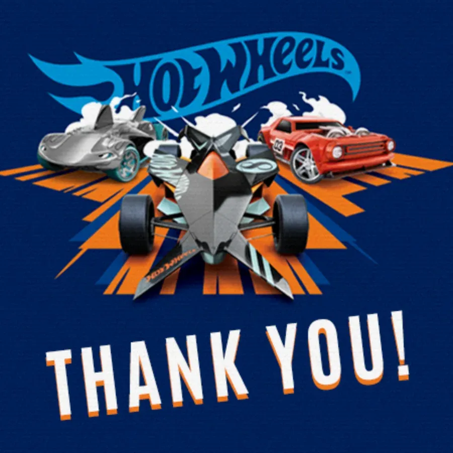Hot Wheels Thank You card front