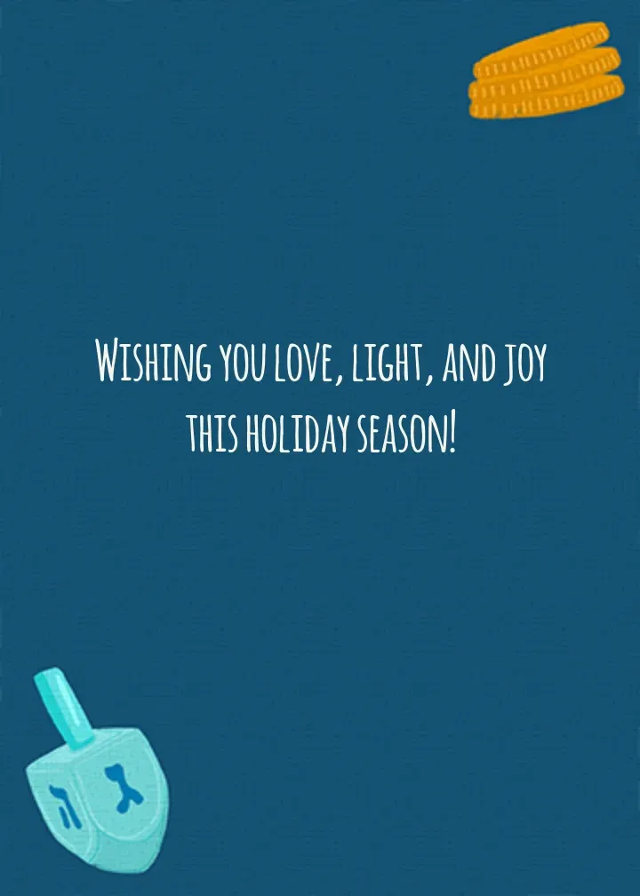 Hanukkah Dreidel card inside right