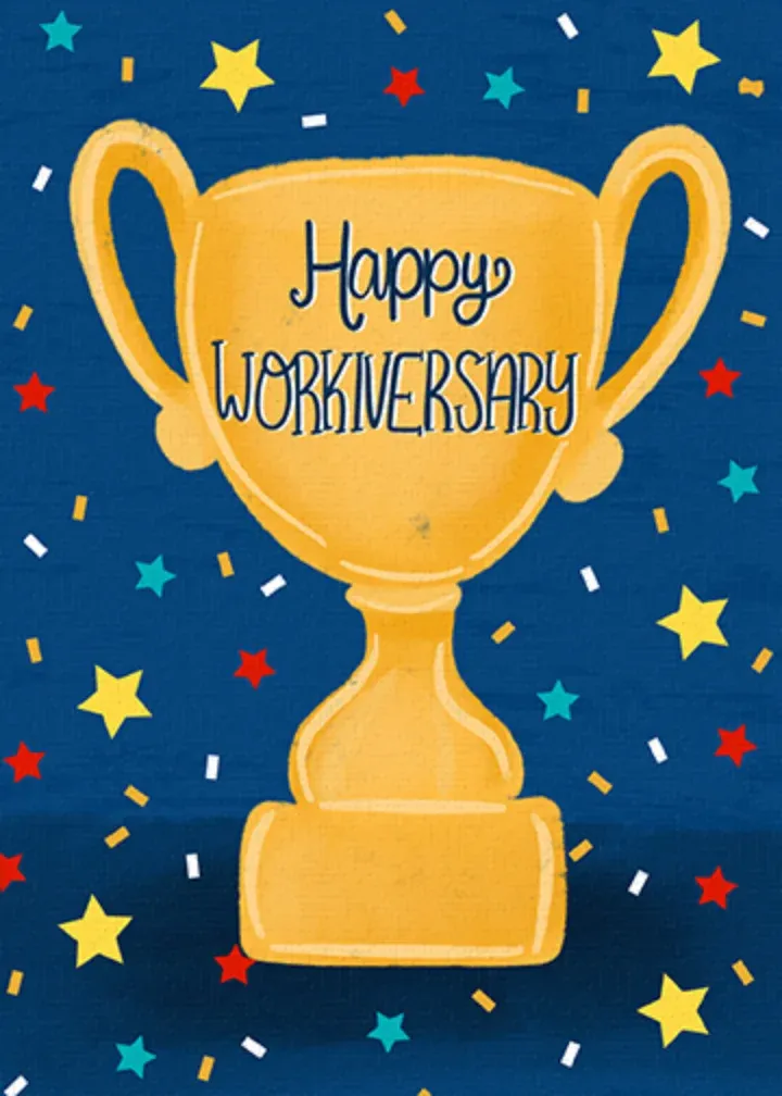 Work-iversary Trophy card front