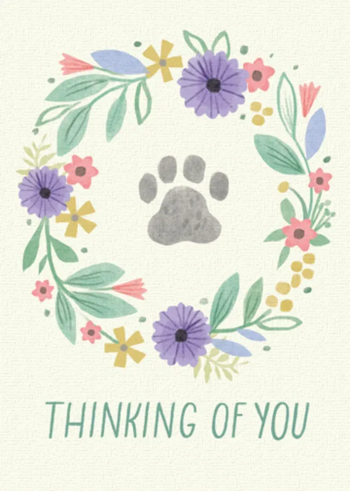 Paw Print Sympathy card front